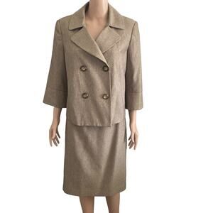 ainsley & aiden skirt suit set 2 piece womens 14 brown herringbone